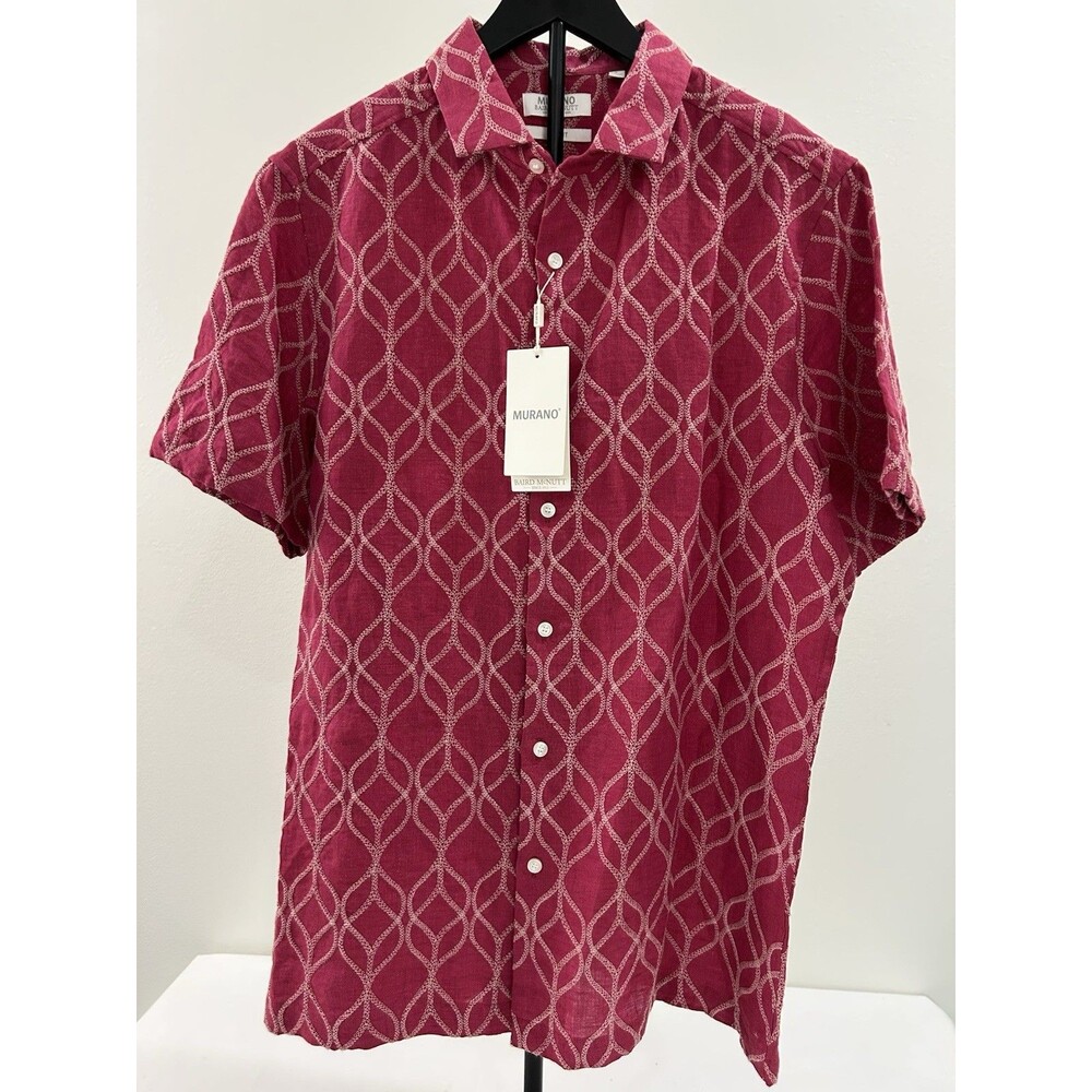 MURANO Baird McNutt Mens Sz L NWT Slim Fit Multi Color 100% Linen Embroidery